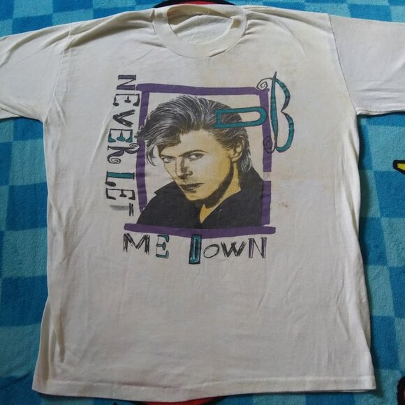 Vintage Rare David Bowie Never Let Me Down Day In Day Out 1987 Tour T-shirt